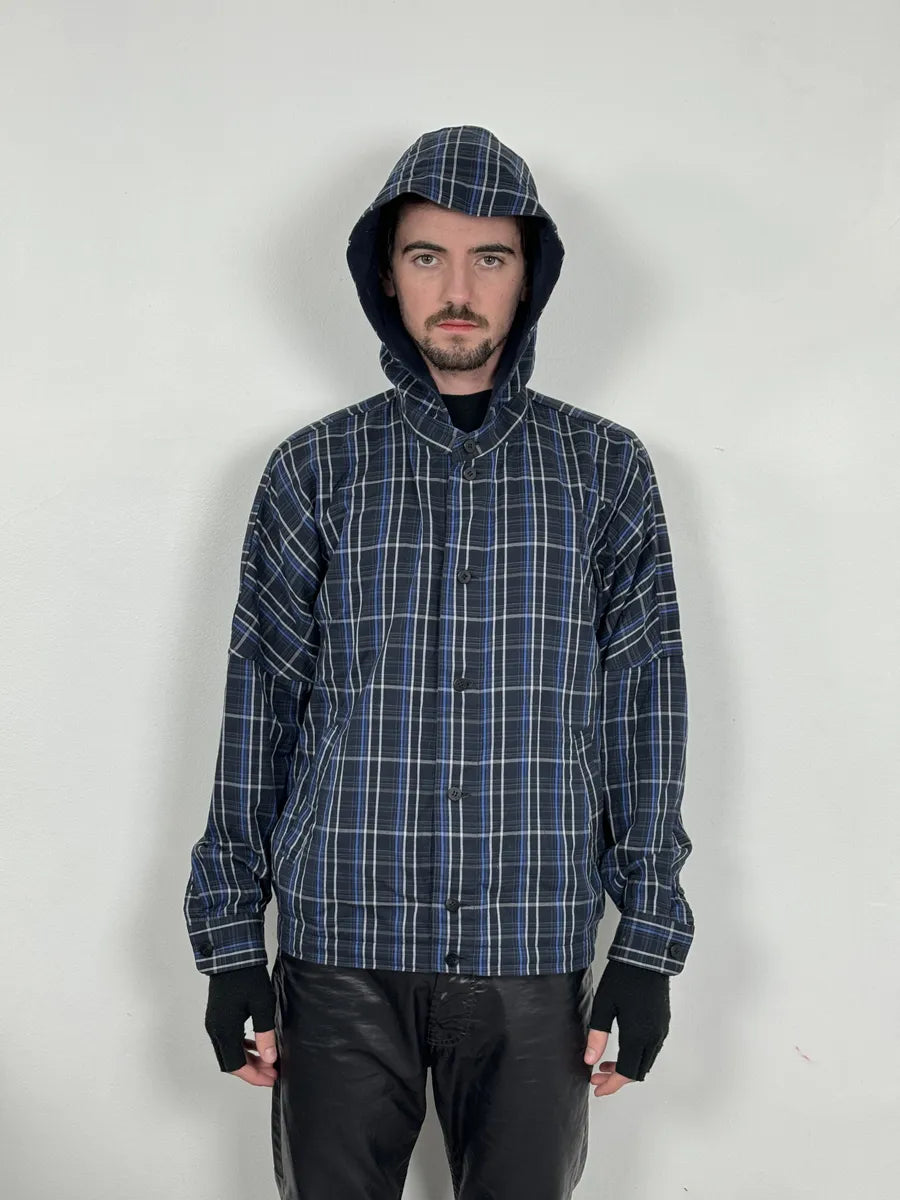 Issey Miyake Navy Japanese Checkered Bomber Jacket QqMxJXl 1