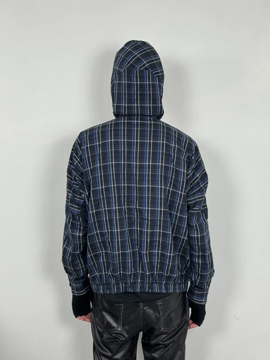 Issey Miyake Navy Japanese Checkered Bomber Jacket QqMxJXl 2