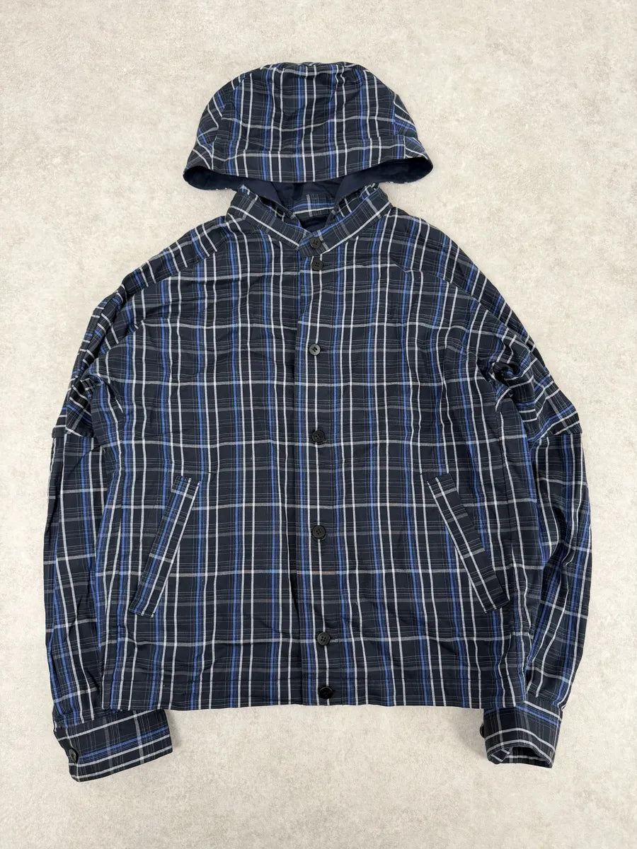 Issey Miyake Navy Japanese Checkered Bomber Jacket QqMxJXl 3