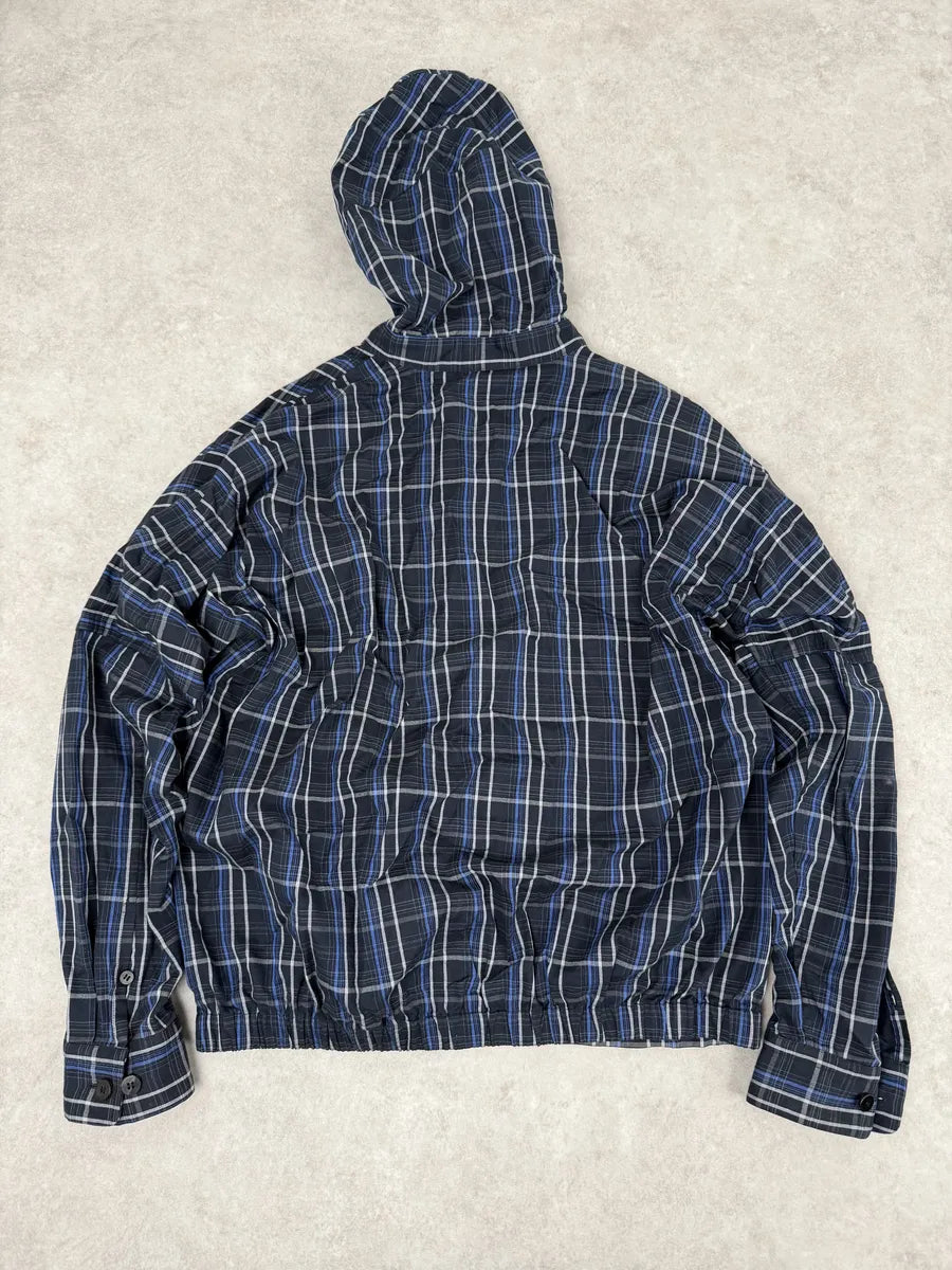 Issey Miyake Navy Japanese Checkered Bomber Jacket QqMxJXl 4