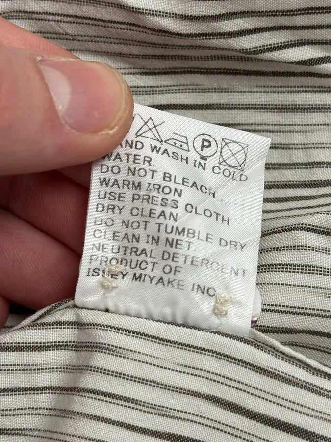 Issey Miyake White Striped Officier Collar Shirt DOBywus 9