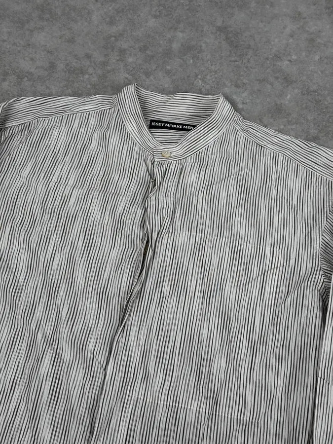Issey Miyake White Striped Officier Collar Shirt DOBywus 4