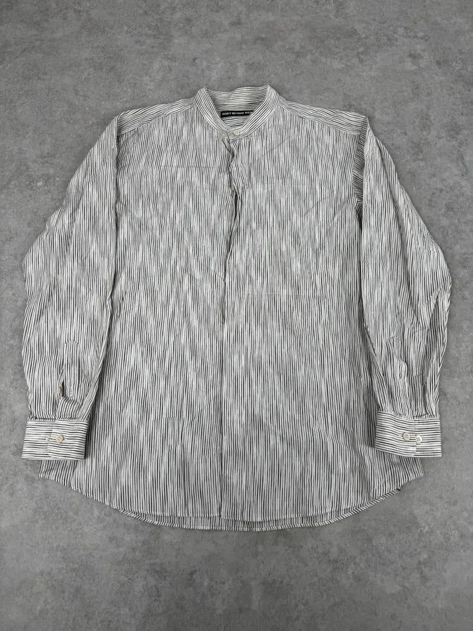 Issey Miyake White Striped Officier Collar Shirt DOBywus 0
