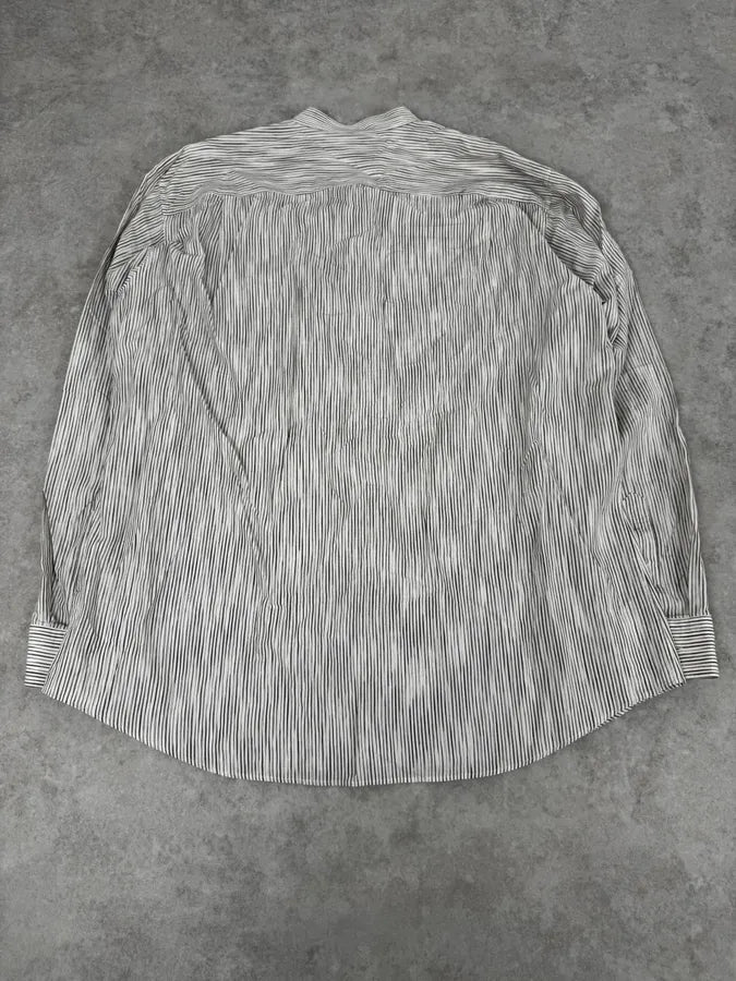 Issey Miyake White Striped Officier Collar Shirt DOBywus 3