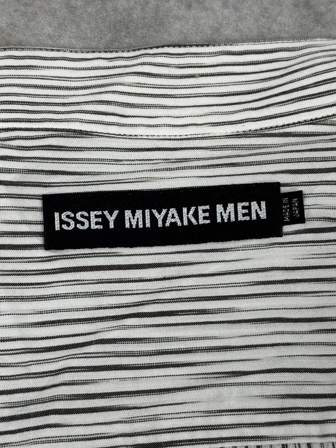 Issey Miyake White Striped Officier Collar Shirt DOBywus 7