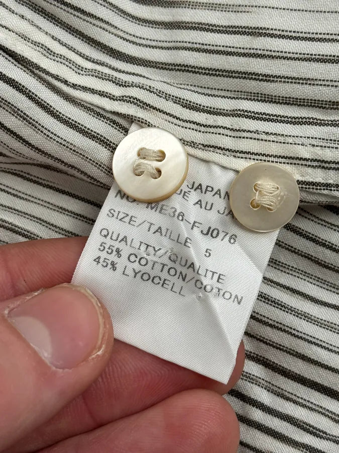 Issey Miyake White Striped Officier Collar Shirt DOBywus 8