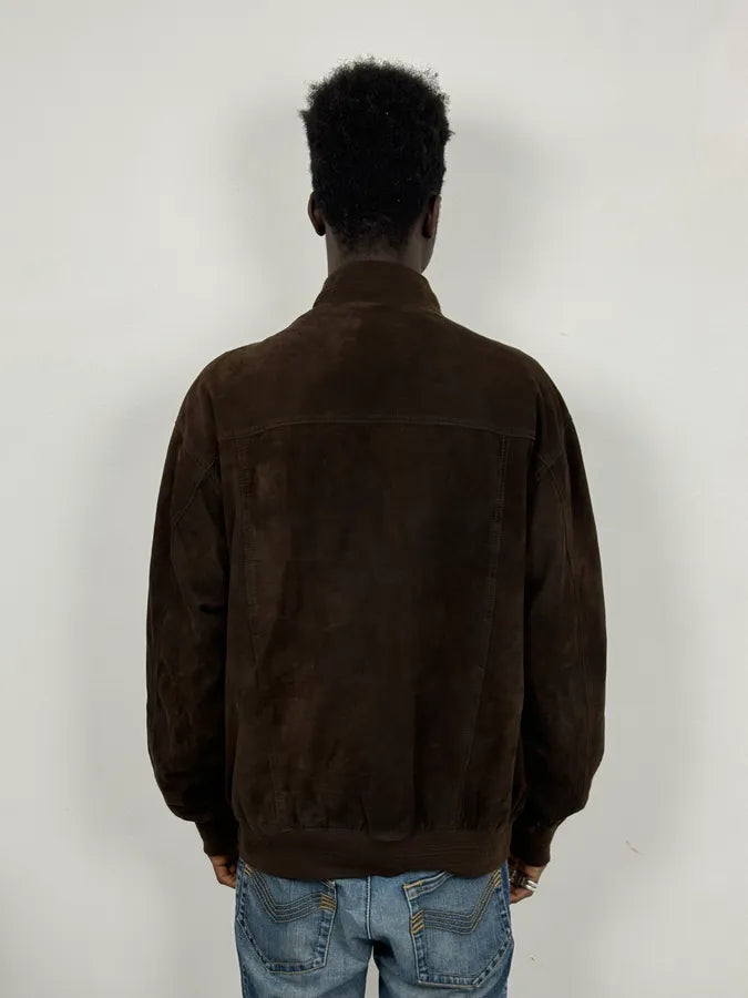 Italian Archive Brown Suede Leather Buttoned Jacket TjKZzTr 2