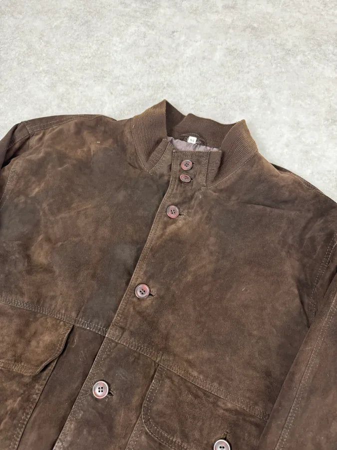 Italian Archive Brown Suede Leather Buttoned Jacket TjKZzTr 4