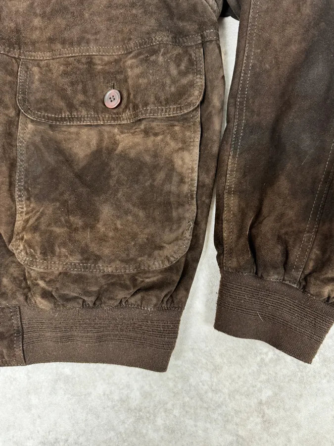 Italian Archive Brown Suede Leather Buttoned Jacket TjKZzTr 7