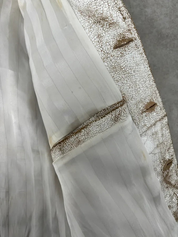 Italian Archive White Eroded Leather Trucker Jacket NMltIFS 7