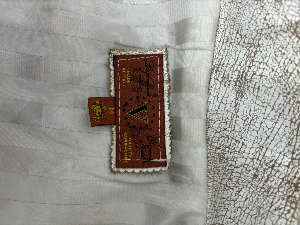 Italian Archive White Eroded Leather Trucker Jacket NMltIFS 11