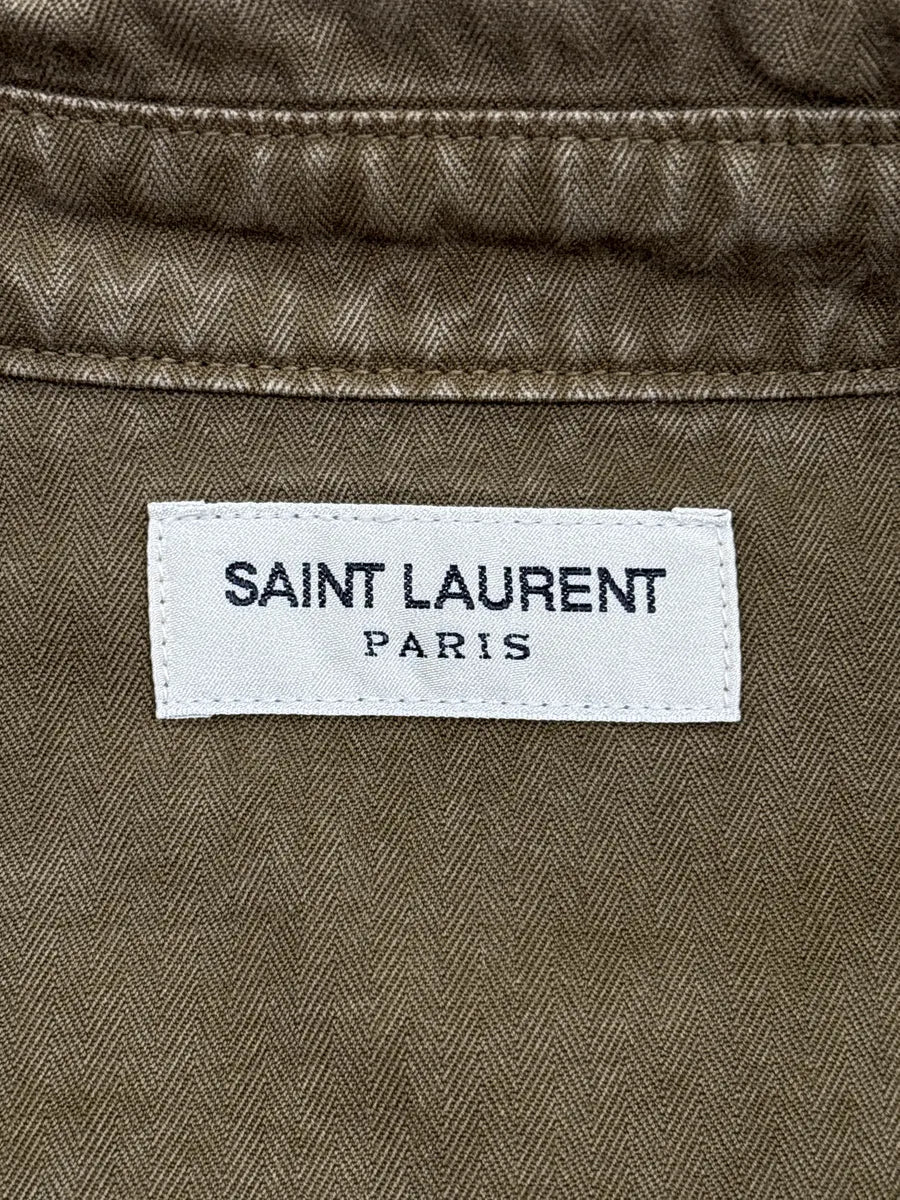 SS2020 Saint Laurent Olive Twill Western Snap Shirt ithrwDbS 8