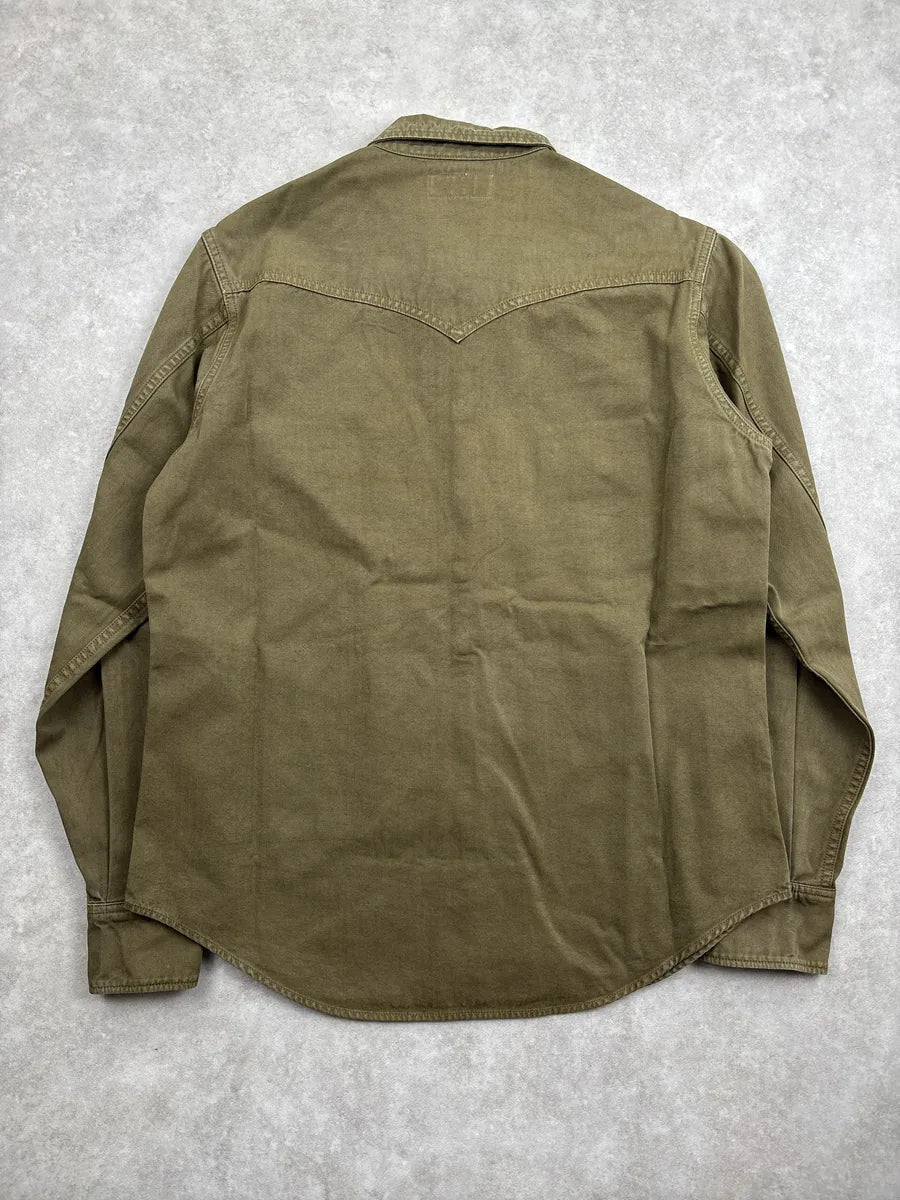SS2020 Saint Laurent Olive Twill Western Snap Shirt ithrwDbS 4