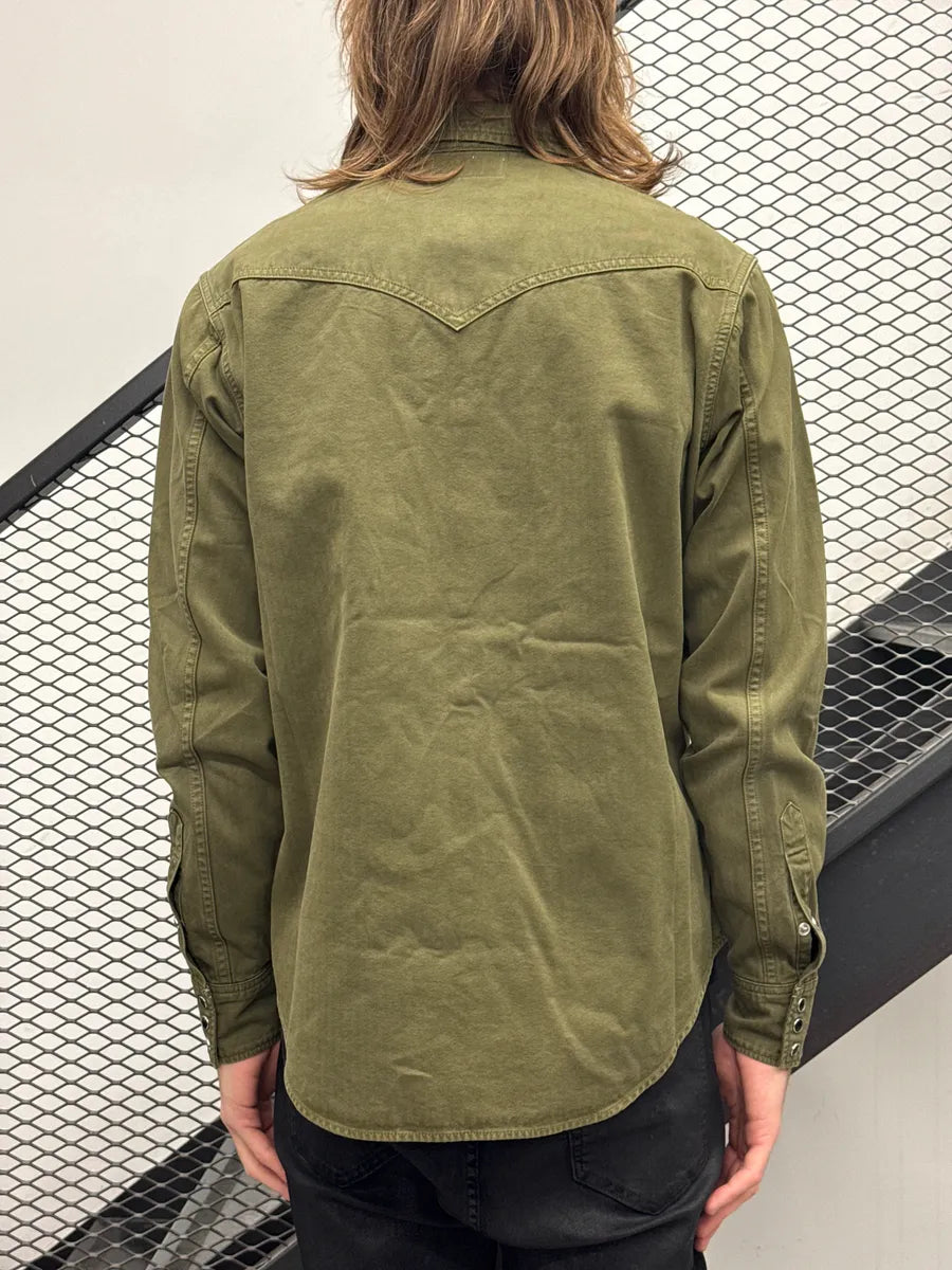 SS2020 Saint Laurent Olive Twill Western Snap Shirt ithrwDbS 2