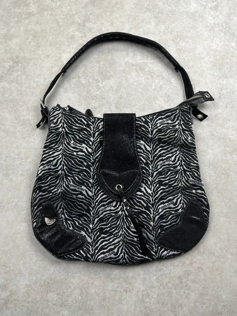 2000s Roberto Cavalli Shiny Zebra Black & White Canvas Bag ivPhBVon 0