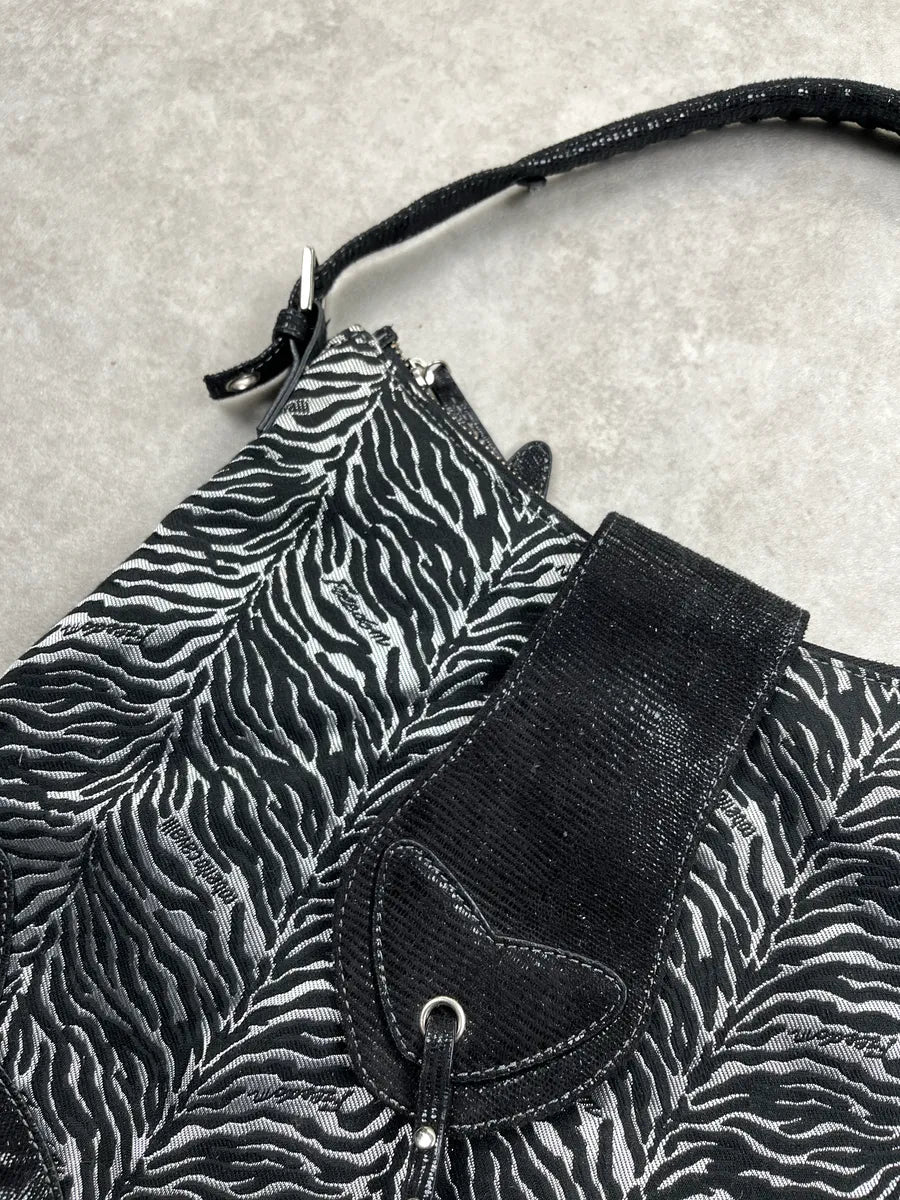 2000s Roberto Cavalli Shiny Zebra Black & White Canvas Bag ivPhBVon 5