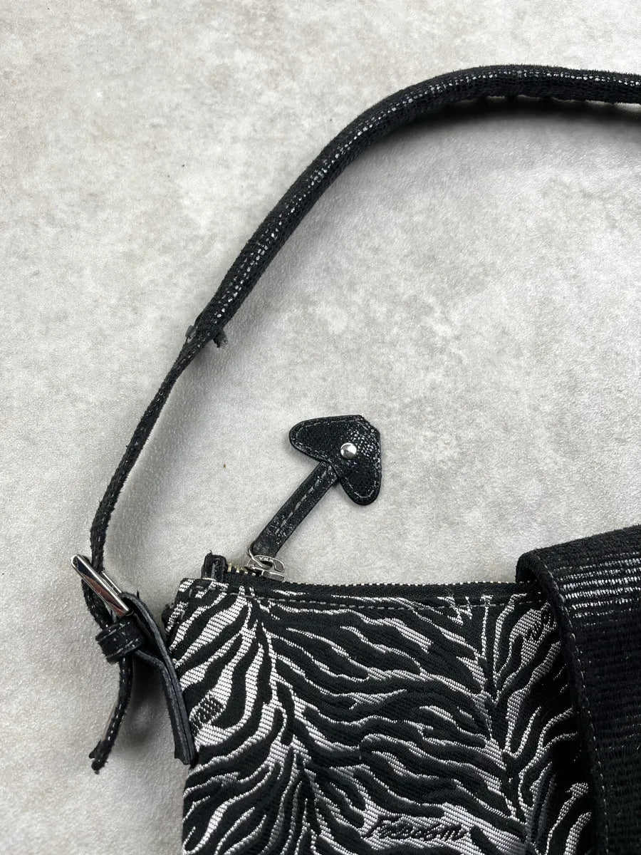2000s Roberto Cavalli Shiny Zebra Black & White Canvas Bag ivPhBVon 6