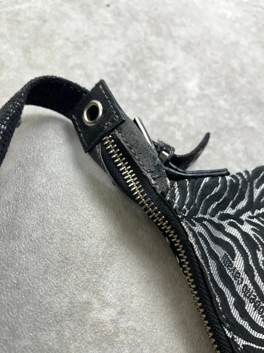 2000s Roberto Cavalli Shiny Zebra Black & White Canvas Bag ivPhBVon 9