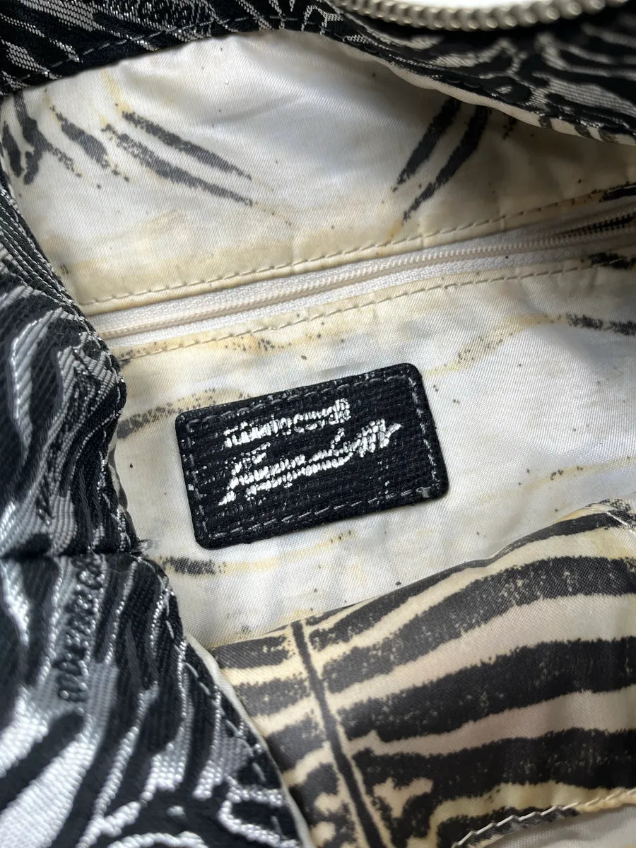 2000s Roberto Cavalli Shiny Zebra Black & White Canvas Bag ivPhBVon 10