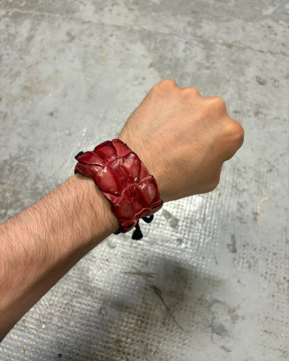 Ivo Scunzani Red Crocodile Leather Armband Bracelet jDaZuUI 0