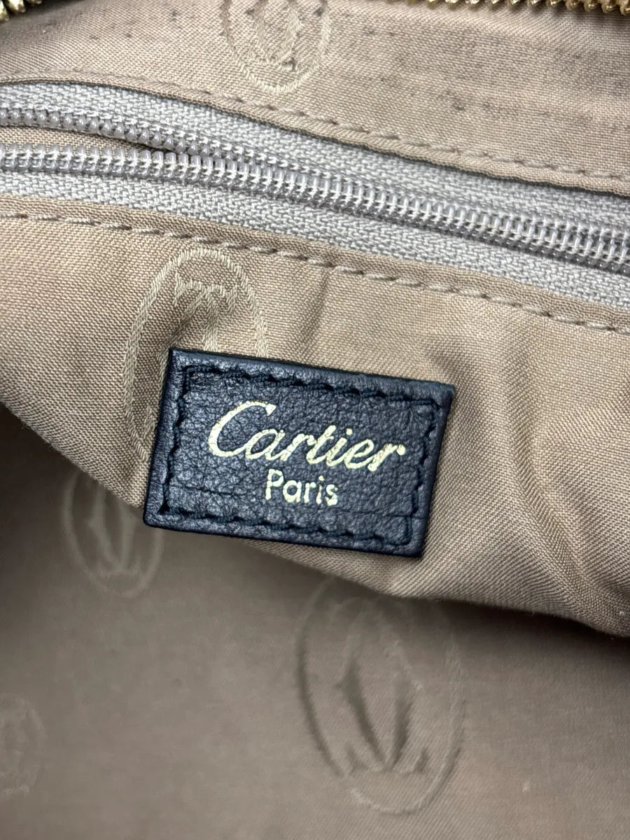 2000s Cartier Black Leather Zebra Pony Hair Marcello Handle Bag iwoskhxs 16