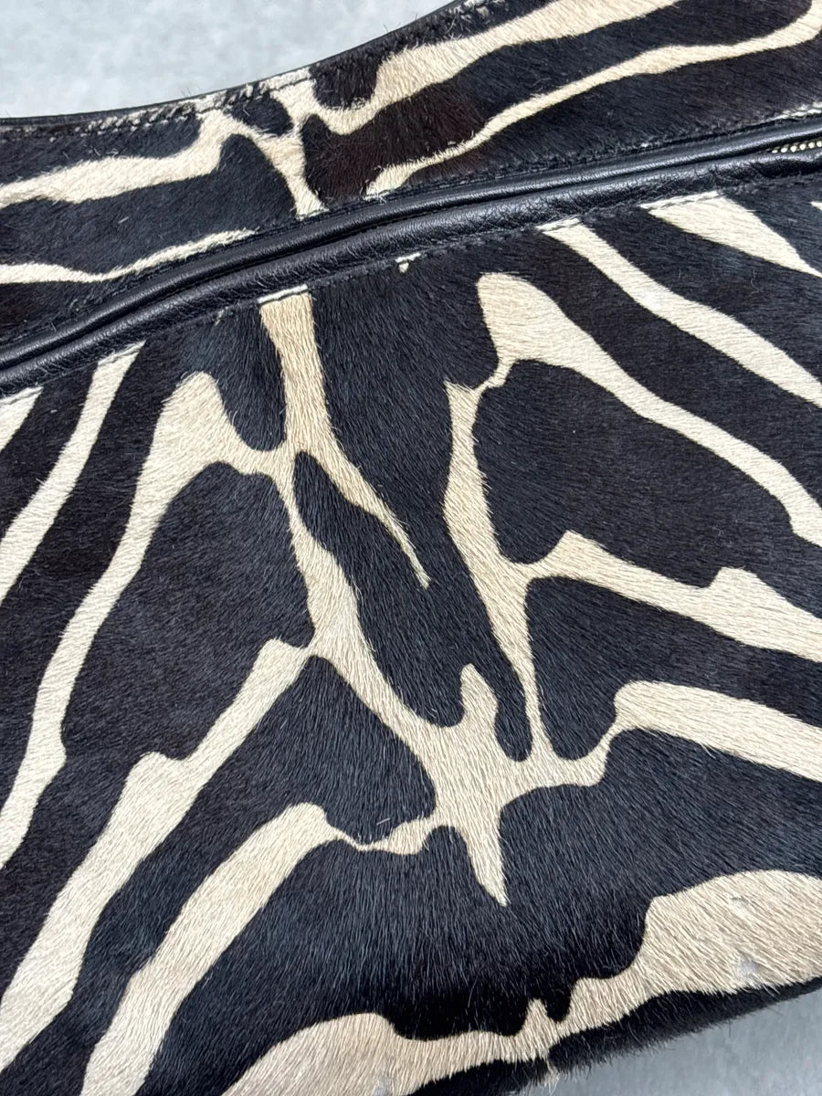 2000s Cartier Black Leather Zebra Pony Hair Marcello Handle Bag iwoskhxs 12