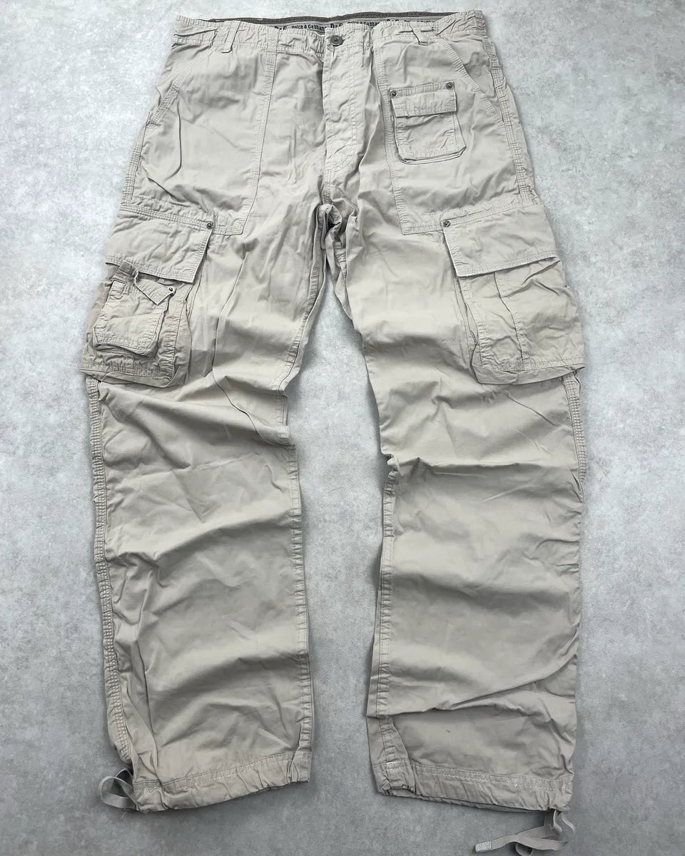 AW2004 Dolce & Gabbana Beige Oversized Multi-Pocket Cargo Pants ixAgWRvA 3