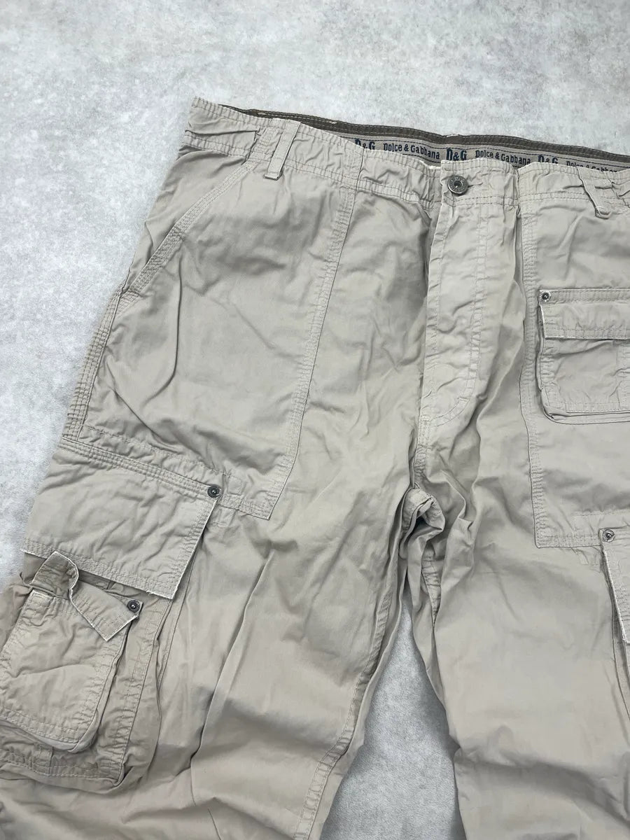 AW2004 Dolce & Gabbana Beige Oversized Multi-Pocket Cargo Pants ixAgWRvA 5