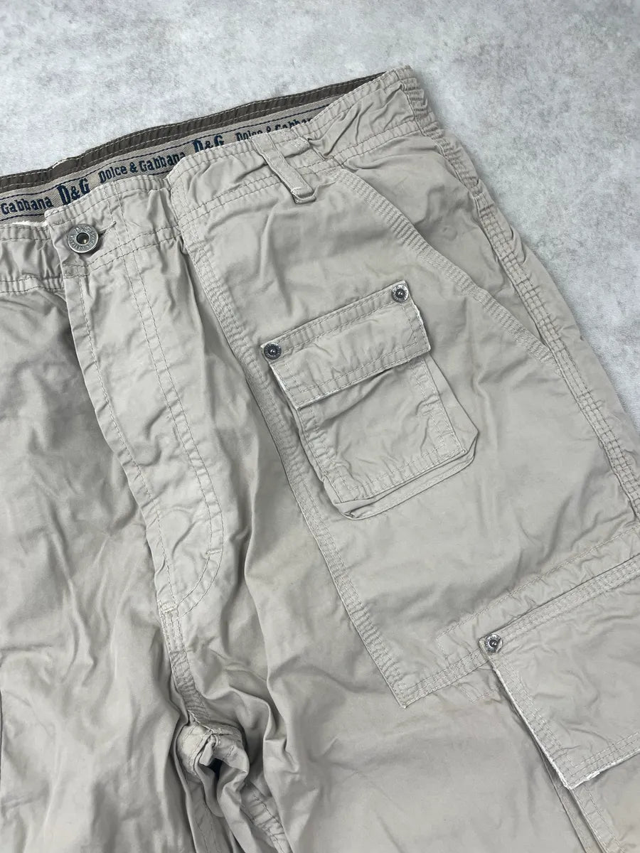 AW2004 Dolce & Gabbana Beige Oversized Multi-Pocket Cargo Pants ixAgWRvA 6