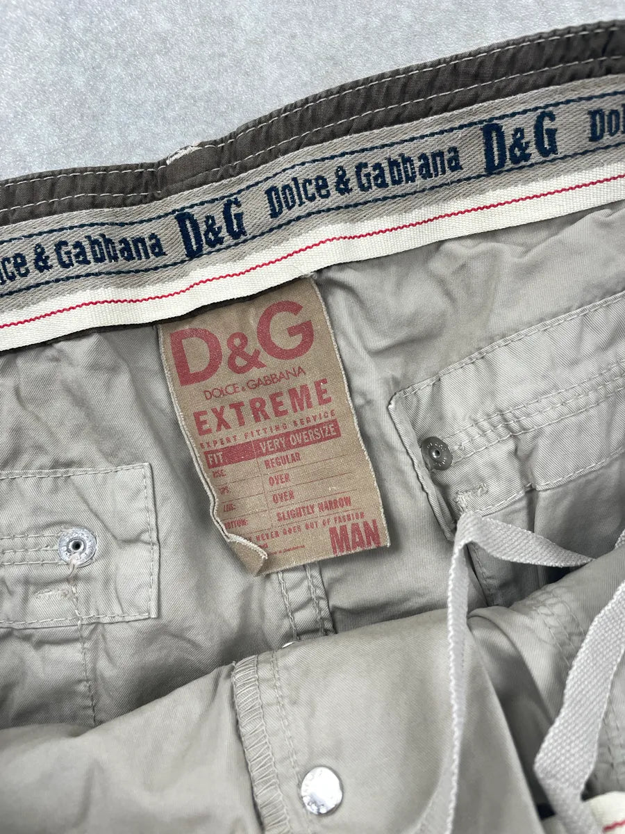 AW2004 Dolce & Gabbana Beige Oversized Multi-Pocket Cargo Pants ixAgWRvA 8
