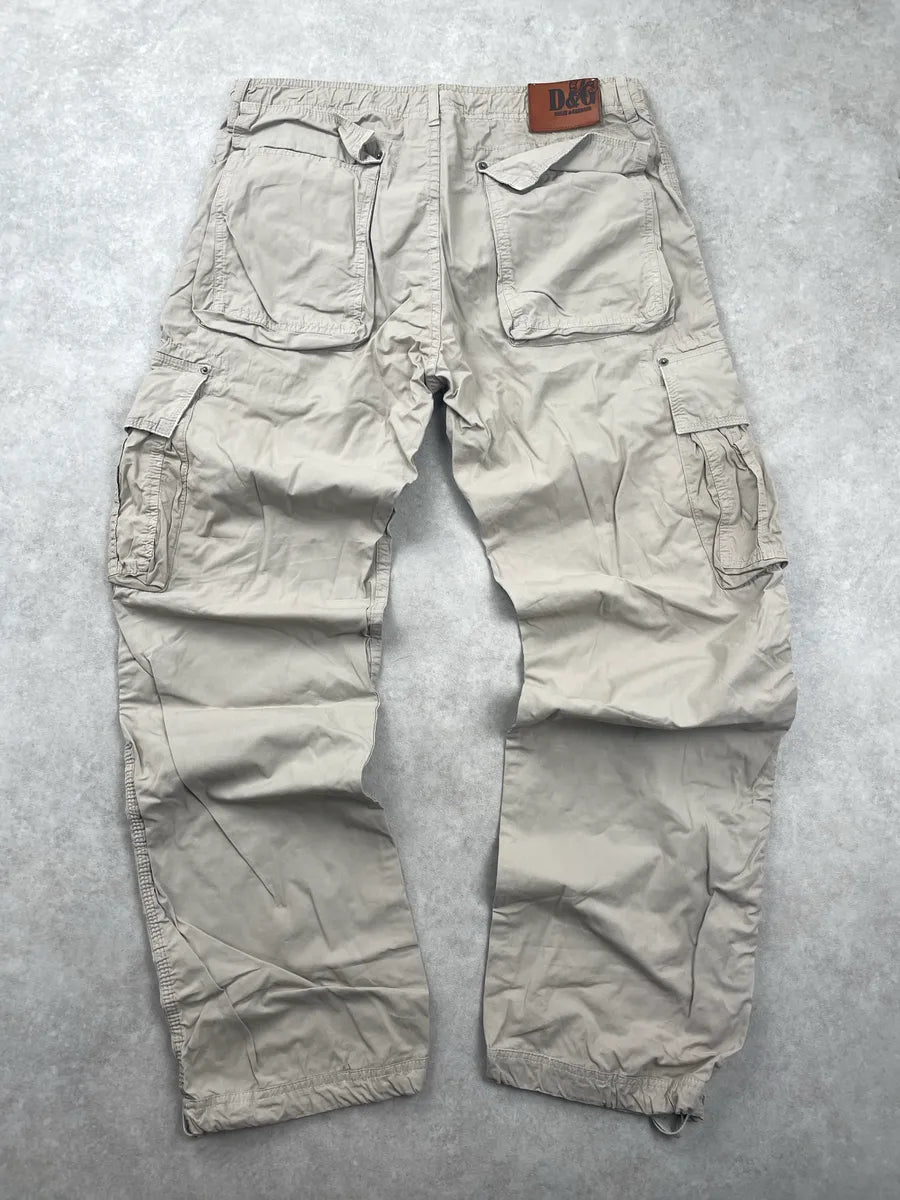AW2004 Dolce & Gabbana Beige Oversized Multi-Pocket Cargo Pants ixAgWRvA 4