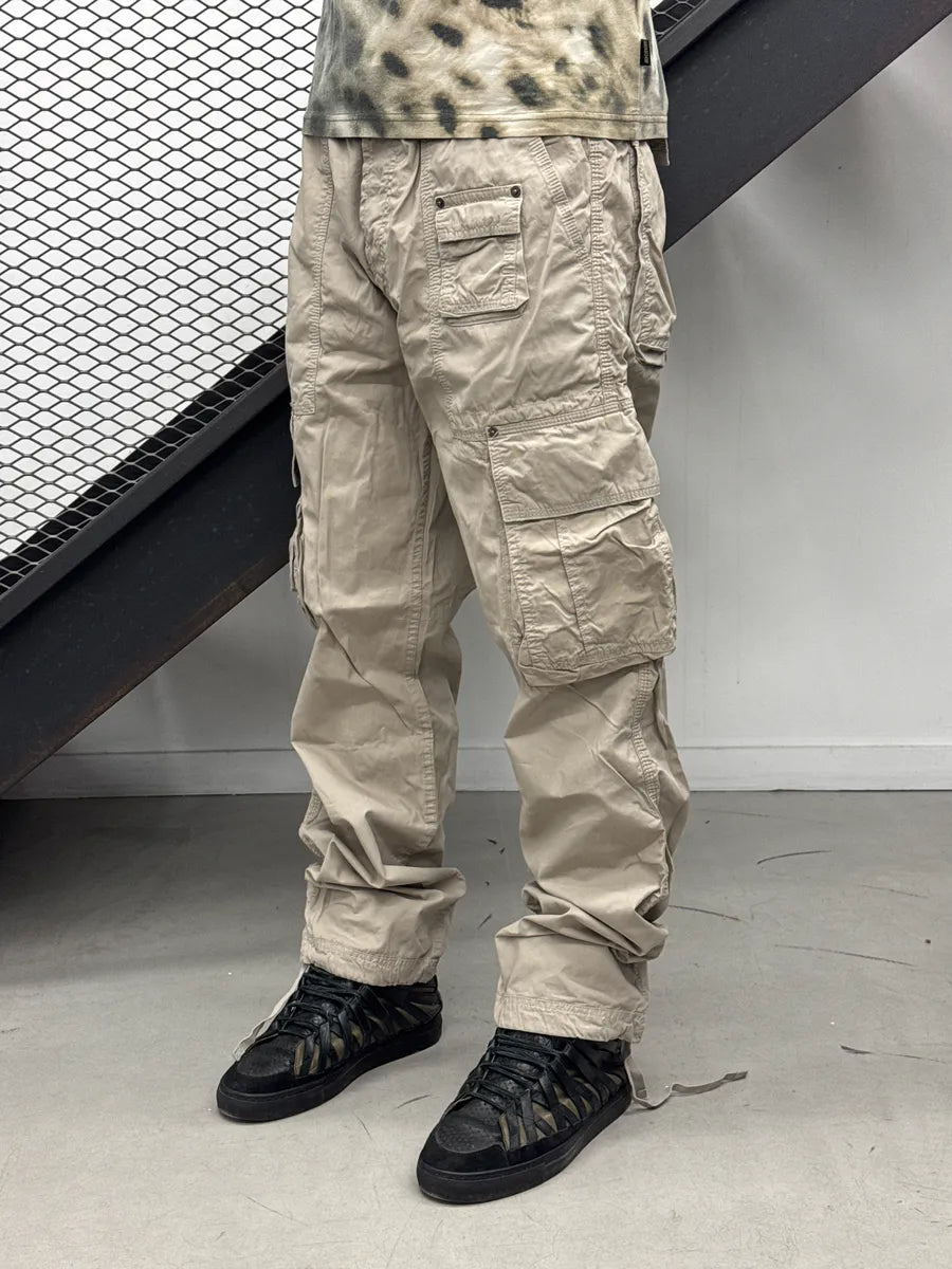 AW2004 Dolce & Gabbana Beige Oversized Multi-Pocket Cargo Pants ixAgWRvA 1