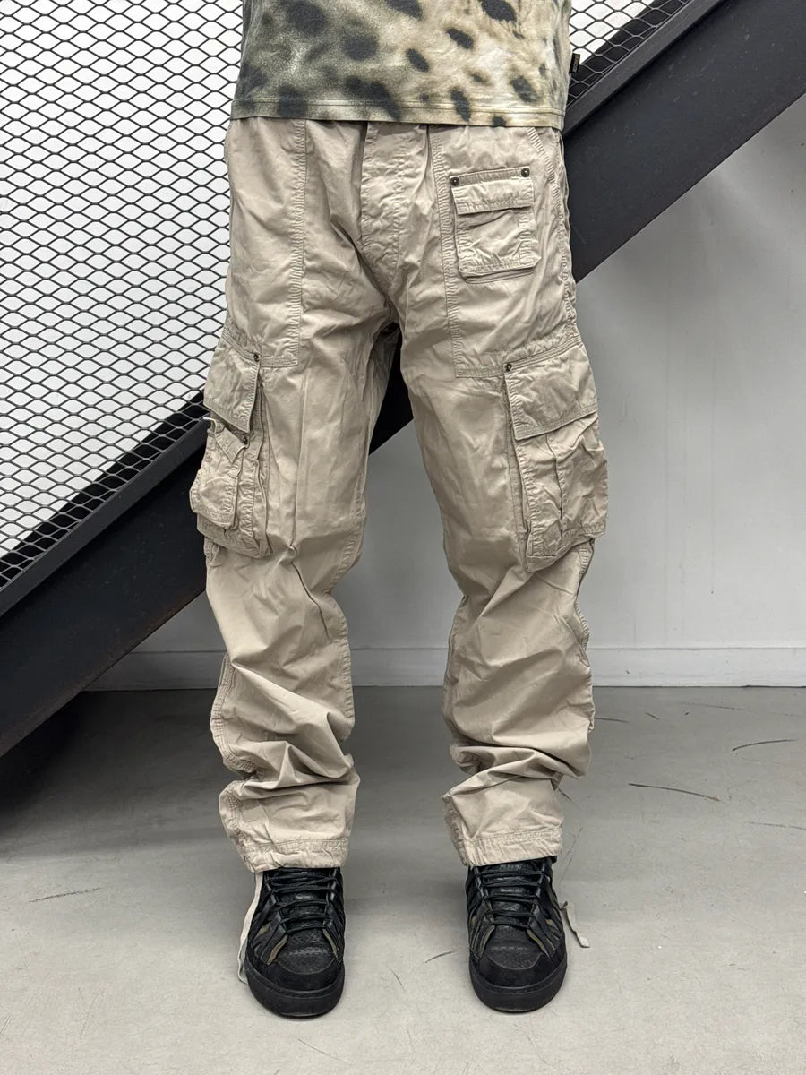 AW2004 Dolce & Gabbana Beige Oversized Multi-Pocket Cargo Pants ixAgWRvA 0