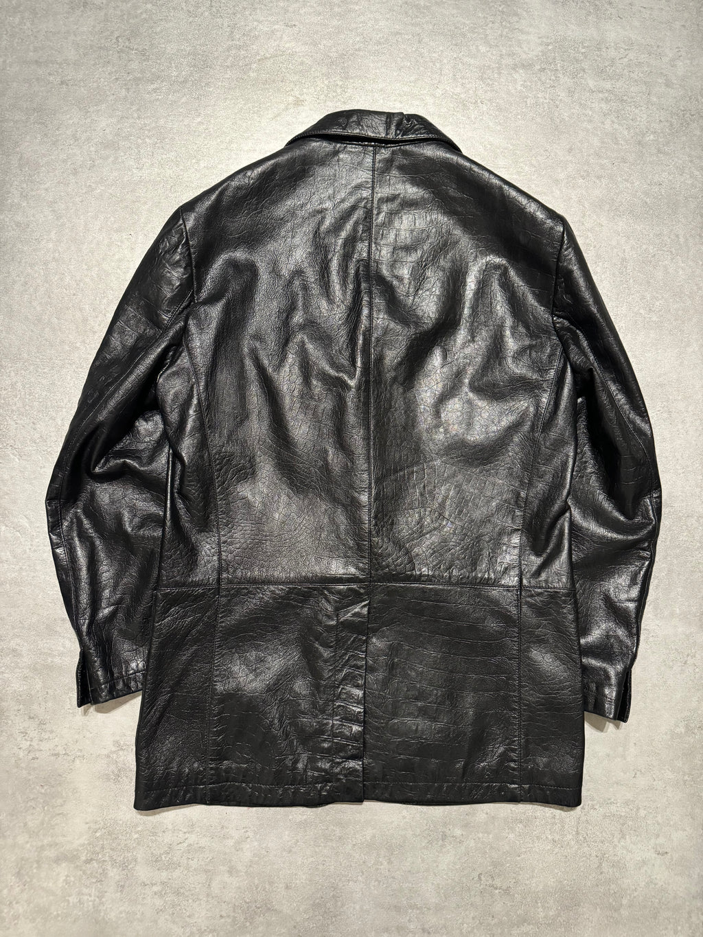 AW2002 Cavalli Black Crocodile Effect Suit Leather Jacket (M) - 5