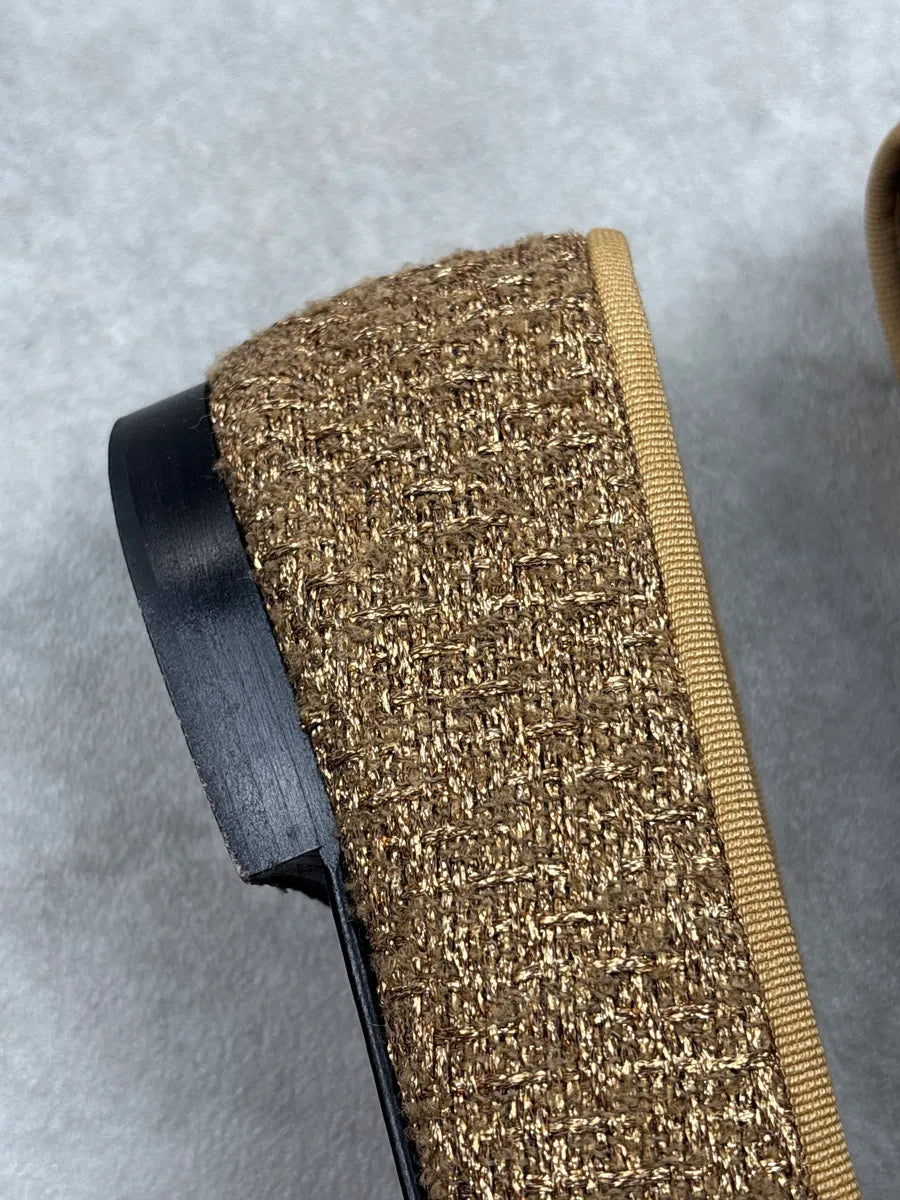 Chanel Gold Tweed Cap Toe Ballet Flats iyDWmWLh 9