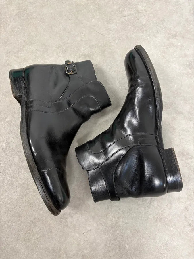 J.M. Weston Black Buckle Leather Boots WoJHhhN 6