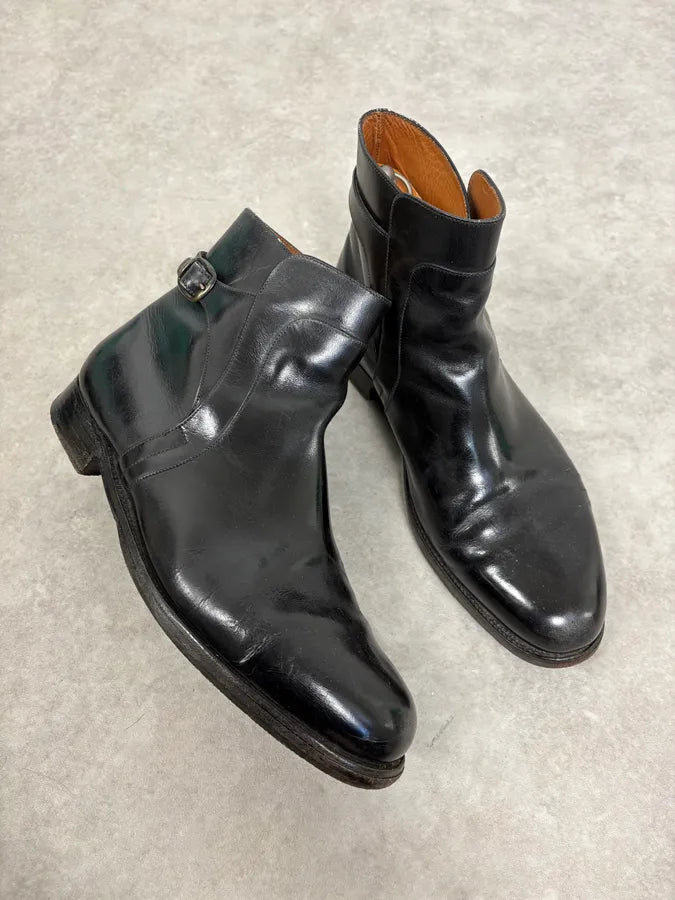 J.M. Weston Black Buckle Leather Boots WoJHhhN 7
