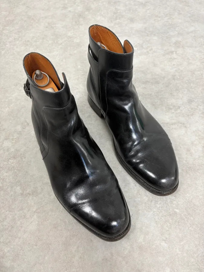 J.M. Weston Black Buckle Leather Boots WoJHhhN 5