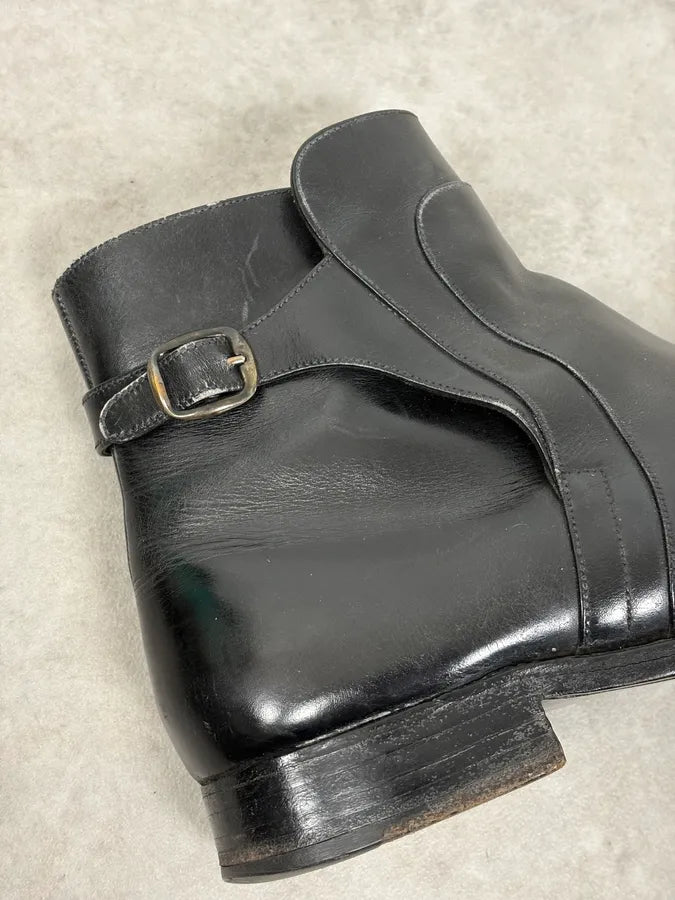 J.M. Weston Black Buckle Leather Boots WoJHhhN 9