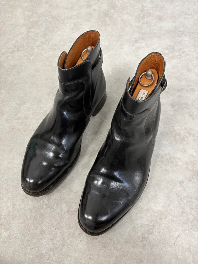 J.M. Weston Black Buckle Leather Boots WoJHhhN 4