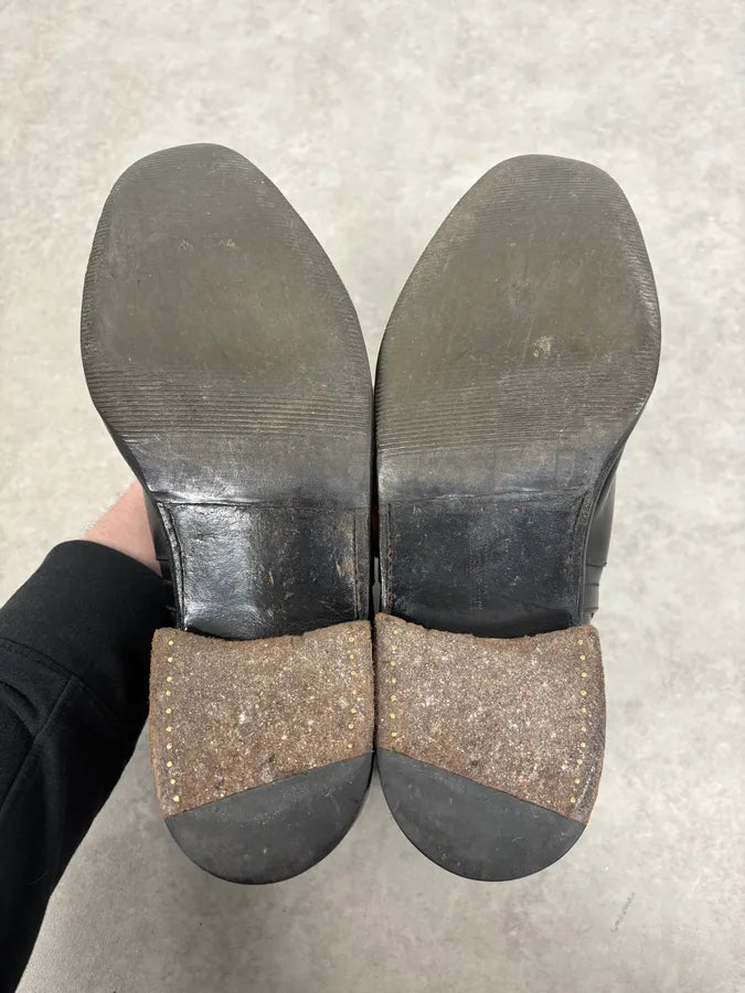 J.M. Weston Black Buckle Leather Boots WoJHhhN 10