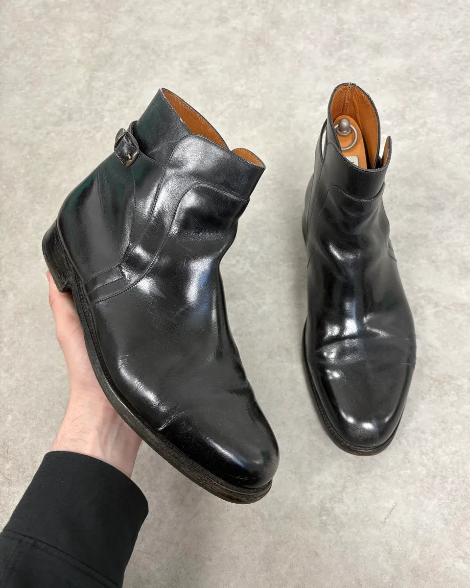 J.M. Weston Black Buckle Leather Boots WoJHhhN 0
