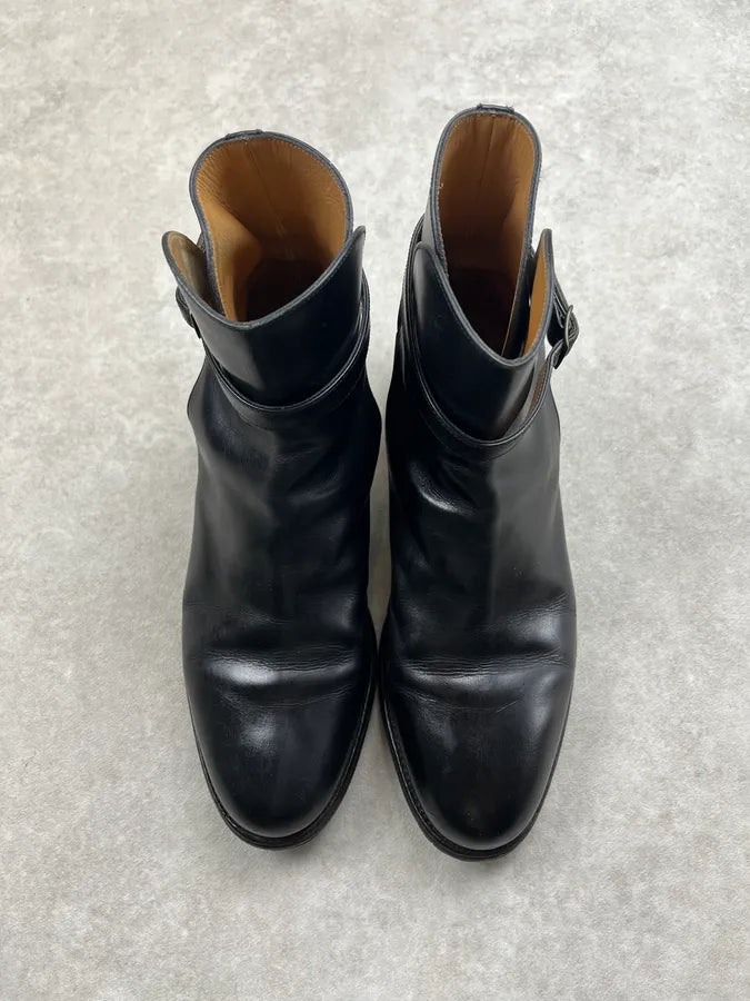 J.M. Weston Black Leather Buckle Strap Boots aOpzJIe 3