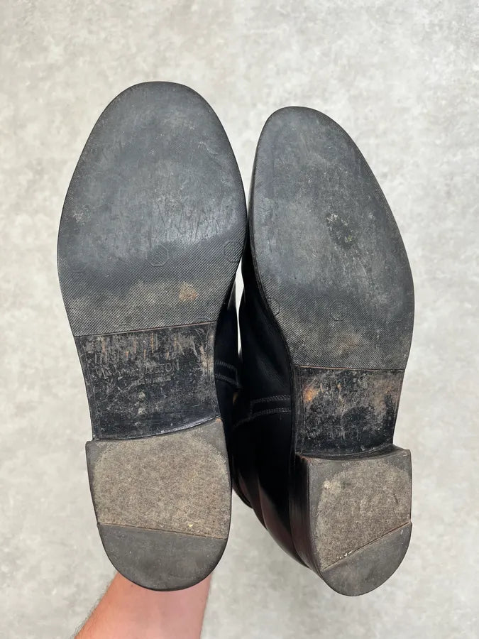 J.M. Weston Black Leather Buckle Strap Boots aOpzJIe 5