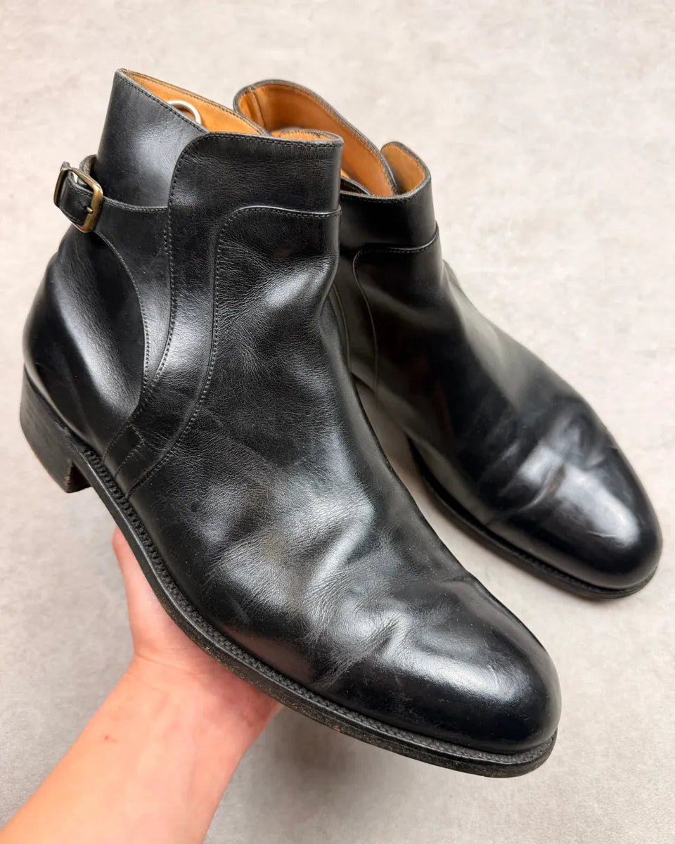 J.M. Weston Black Leather Buckle Strap Boots UeCjOcD 0