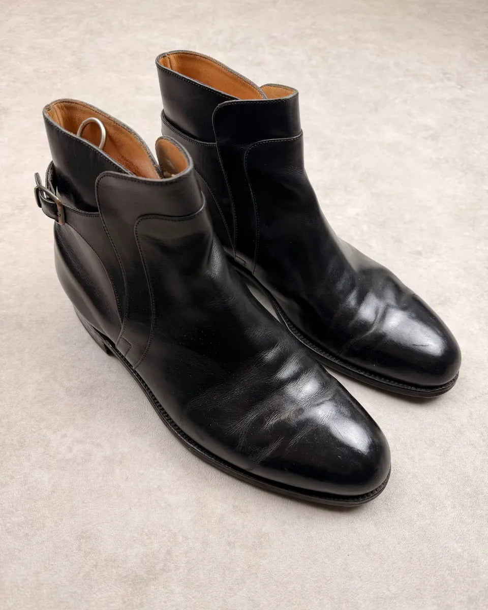 J.M. Weston Black Leather Buckle Strap Boots UeCjOcD 1