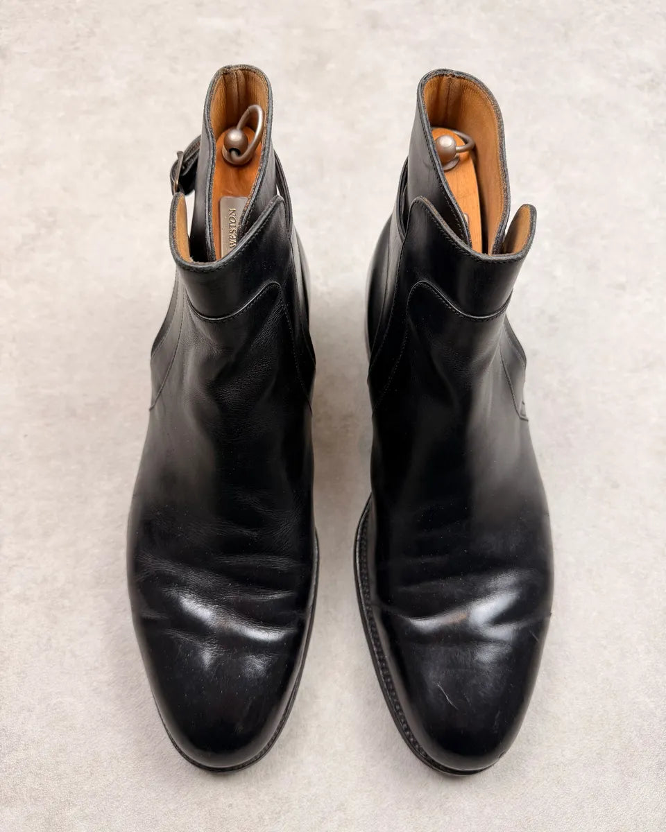 J.M. Weston Black Leather Buckle Strap Boots UeCjOcD 2