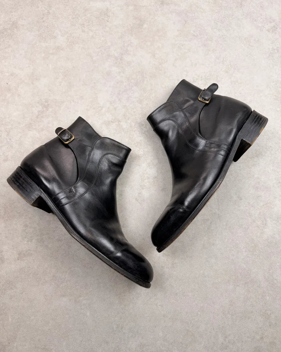 J.M. Weston Black Leather Buckle Strap Boots UeCjOcD 3