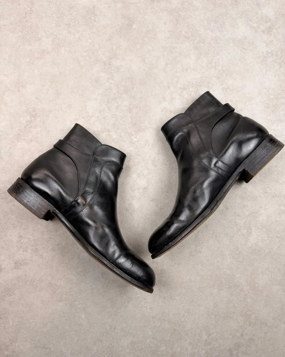 J.M. Weston Black Leather Buckle Strap Boots UeCjOcD 4