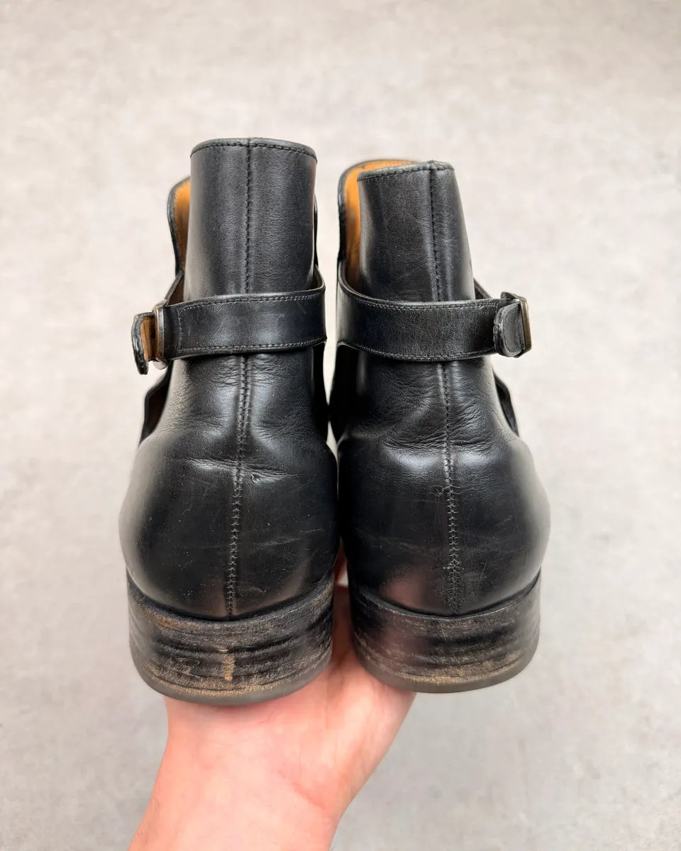 J.M. Weston Black Leather Buckle Strap Boots UeCjOcD 5